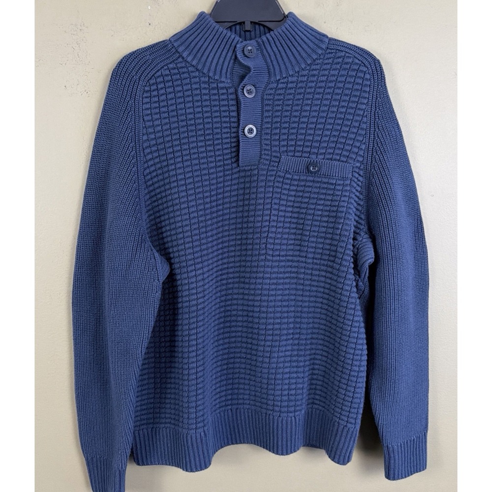 Duluth Burly Retirement Sweater Large Ink Blue Cotton Heavyweight